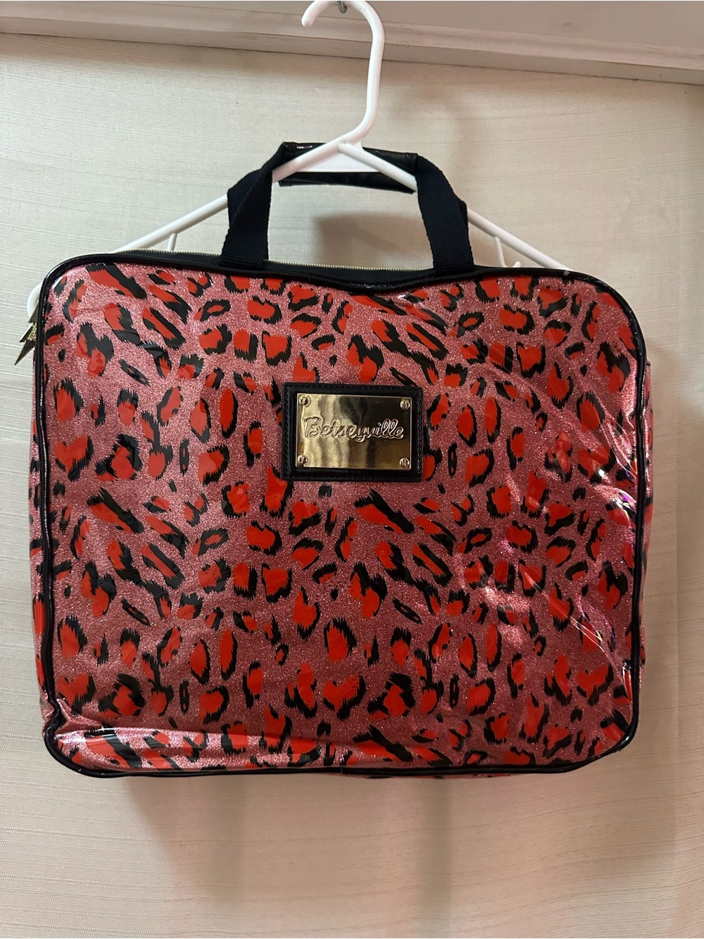 Betseyville Betsey Johnson Glitter Leopard Print Laptop Bag Computer Case Y2K